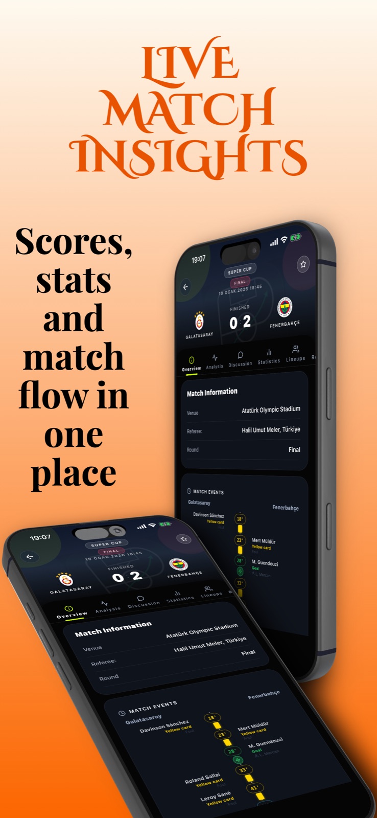 Pitch Line canlı maç takibi, skorlar, istatistikler ve maç akışı önizlemesi